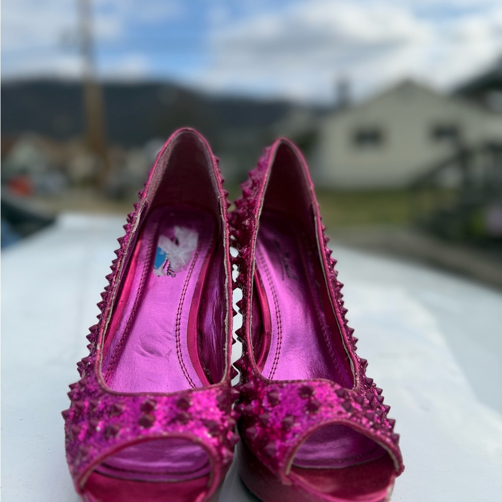 Elegant Pink Peep-Toe Heels